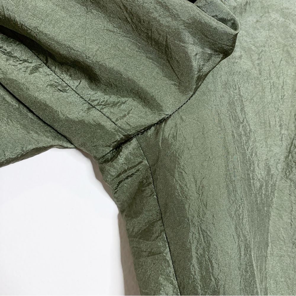 Tibi Stella Crispy Nylon Pleated Cargo Pant (Sz 12 Hemmed) Wide Leg Army Green - Picture 8 of 16